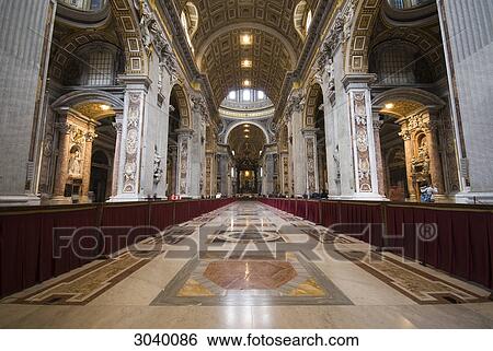 Banque d\'Images - vue intérieur, de, rue., peters, basilique, rome ... Banque d\'Images - vue intérieur, de, rue., peters, basilique, rome ...