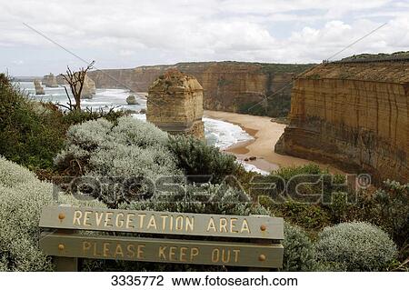 Warning sign in Port Campbell National Park, Australia, elevated view View Large Photo Image Stock Image - Warning sign in Port Campbell National Park, Australia, elevated view . Fotosearch