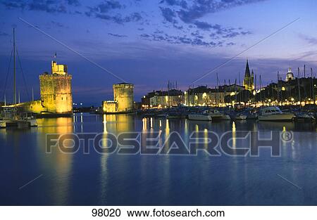 Yachts moored in the harbor at night, La Rochelle, Poitou-Charentes, France View Large Photo Image Stock Image - Yachts moored in the harbor at night, La Rochelle, Poitou-Charentes, France . Fotosearch