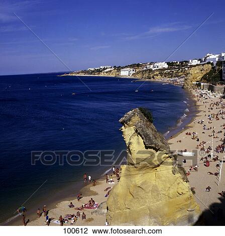 Aerial view of beach, Algarve, Portugal View Large Photo Image Stock Image - Aerial view of beach, Algarve, Portugal . Fotosearch
