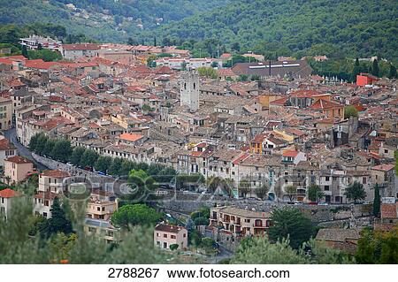 Aerial view of buildings in town, Vence, Saorge, Provence-Alpes-Cote d'Azur, France View Large Photo Image Stock Photo - Aerial view of buildings in town, Vence, Saorge, Provence-Alpes-Cote d'Azur, France . Fotosearch