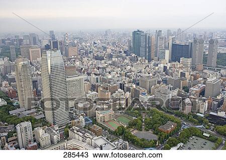 Aerial view of city, Mori Tower, Tokyo Prefecture, Japan View Large Photo Image Stock Image - Aerial view of city, Mori Tower, Tokyo Prefecture, Japan . Fotosearch