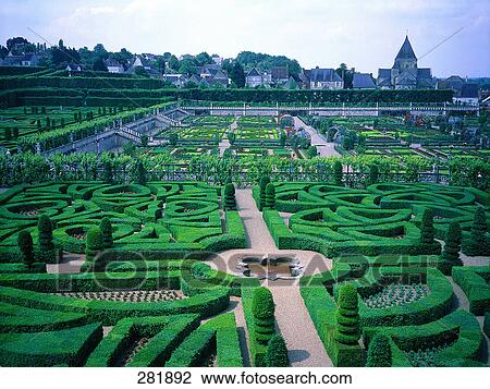 Aerial view of formal garden, Indre-Et-Loire, La Chatonniere, Loire Valley, France View Large Photo Image Stock Image - Aerial view of formal garden, Indre-Et-Loire, La Chatonniere, Loire Valley, France . Fotosearch