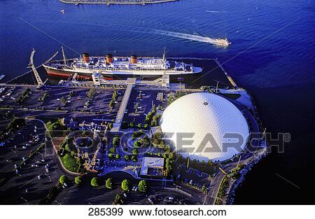 Aerial view of ship in harbor, California, USA View Large Photo Image Stock Photo - Aerial view of ship in harbor, California, USA . Fotosearch