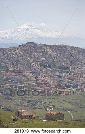 Aerial view of town on landscape, Madonie Mountains Natural Park, Mt Etna, Sicily, Italy View Large Photo Image Stock Image - Aerial view of town on landscape, Madonie Mountains Natural Park, Mt Etna, Sicily, Italy . Fotosearch