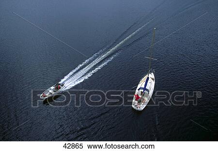 Aerial view of two speedboats, Saimaa lake, Finland View Large Photo Image Stock Photography - Aerial view of two speedboats, Saimaa lake, Finland . Fotosearch