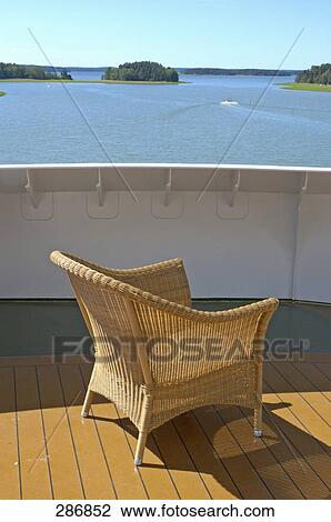 Stock Image - Armchair on balcony of hotel, Naantali Spa Hotel And Resort, Naantali, Finland . Fotosearch