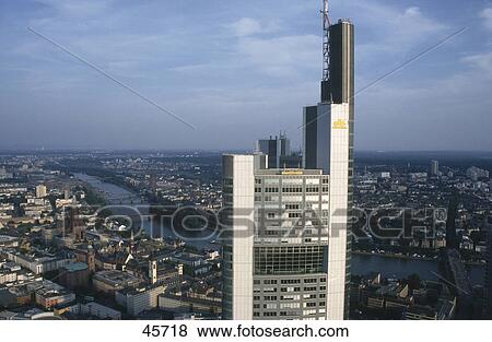 Bank building with city in background, Commerzbank, Frankfurt, Hesse, Germany View Large Photo Image Stock Photo - Bank building with city in background, Commerzbank, Frankfurt, Hesse, Germany . Fotosearch
