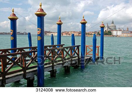 Stock Photo - Boat dock, Venice in the background, Giudecca, Venice, Italy . Fotosearch