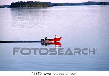 Boat moving in lake, Lake Saimaa, Pistohiekka, Puumala, Finland View Large Photo Image Stock Image - Boat moving in lake, Lake Saimaa, Pistohiekka, Puumala, Finland . Fotosearch