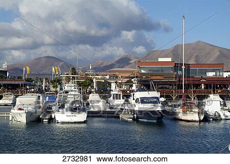 Boats At Harbor Marina Rubicon Playa Blanca Lanzarote