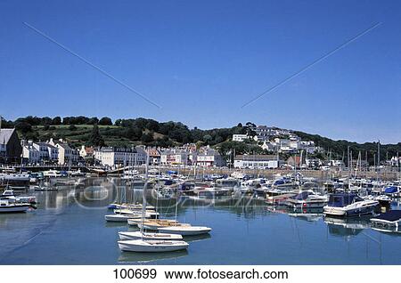 Boats at harbor, St. Aubin's Bay, Jersey, Channel Islands, England View Large Photo Image Stock Photo - Boats at harbor, St. Aubin's Bay, Jersey, Channel Islands, England . Fotosearch