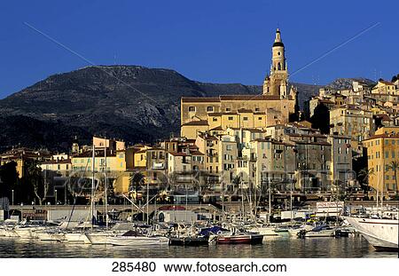 Boats moored at harbor, Cote d'Azur, France View Large Photo Image Stock Image - Boats moored at harbor, Cote d'Azur, France . Fotosearch