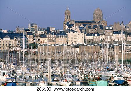 Boats moored at marina, Normandy, France View Large Photo Image Stock Photo - Boats moored at marina, Normandy, France . Fotosearch