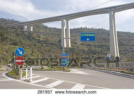 Bridge above country road, Madonie Mountains Park, Palermo, Italy View Large Photo Image Stock Photo - Bridge above country road, Madonie Mountains Park, Palermo, Italy . Fotosearch