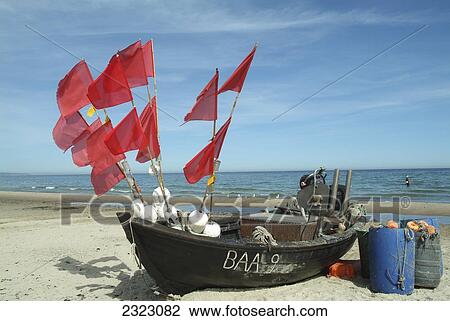 Buoy in fishing boat on beach, Mecklenburg-Western Pomerania, Germany View Large Photo Image Stock Image - Buoy in fishing boat on beach, Mecklenburg-Western Pomerania, Germany . Fotosearch