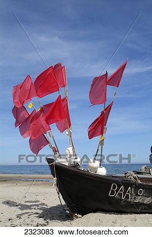 Buoy in fishing boat on beach, Mecklenburg-Western Pomerania, Germany View Large Photo Image Stock Image - Buoy in fishing boat on beach, Mecklenburg-Western Pomerania, Germany . Fotosearch