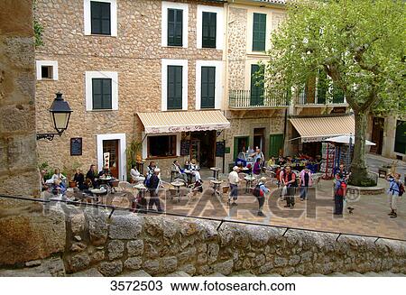 Cafe and market place, Fornalutx, Mallorca, Spain, Europe View Large Photo Image Stock Image - Cafe and market place, Fornalutx, Mallorca, Spain, Europe . Fotosearch