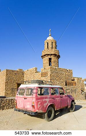 Car in front of mosque, Bahariya Oasis, Libyan Desert, Egypt View Large Photo Image Stock Image - Car in front of mosque, Bahariya Oasis, Libyan Desert, Egypt . Fotosearch
