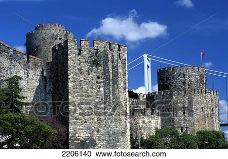 Stock Image - Castle against sky, Rumeli Hisari Castle, Istanbul, Turkey . Fotosearch
