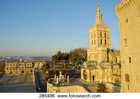 Stock Photograph - Cathedral against blue sky, Provence-Alpes-Cote d'Azur, France . Fotosearch
