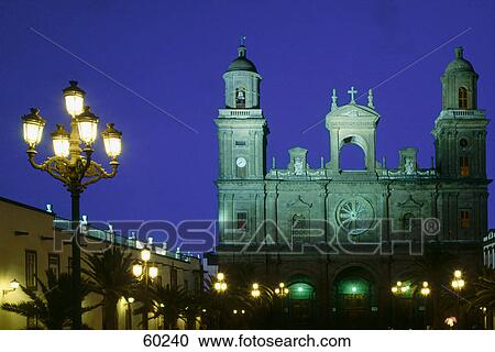 Church illuminated at night, Canary Islands, Spain, Europe View Large Photo Image Stock Image - Church illuminated at night, Canary Islands, Spain, Europe . Fotosearch