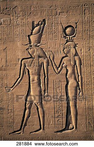 Picture - Close-up of ancient Egyptian bas relief, Temple Of Kom Ombo, Kom Ombo, Egypt . Fotosearch