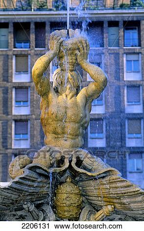 Close-up of fountain, Fontana del Tritone, Piazza Barberini, Rome, Italy View Large Photo Image Stock Image - Close-up of fountain, Fontana del Tritone, Piazza Barberini, Rome, Italy . Fotosearch