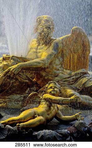 Stock Image - Close-up of fountain, Versailles, Paris, Ile-de-France, France . Fotosearch