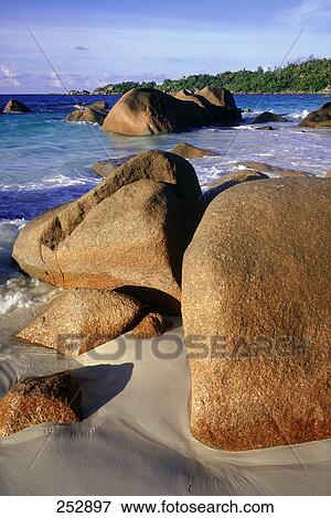 Close-up of rocks on beach, Seychelles, Indian ocean View Large Photo Image Stock Photo - Close-up of rocks on beach, Seychelles, Indian ocean . Fotosearch