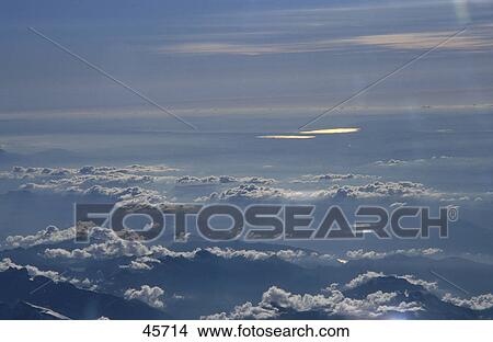 Picture - Clouds over mountain ranges, Germany . Fotosearch