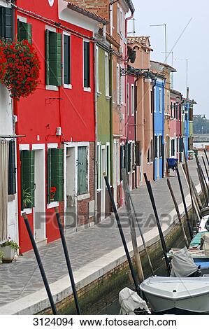 Colourful houses in Burano, Venice, Italy View Large Photo Image Picture - Colourful houses in Burano, Venice, Italy . Fotosearch