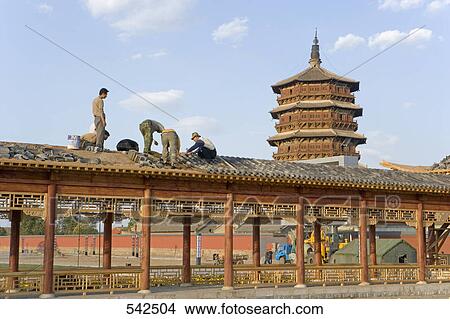 Construction worker working in temple, Shaanxi Province, China View Large Photo Image Picture - Construction worker working in temple, Shaanxi Province, China . Fotosearch