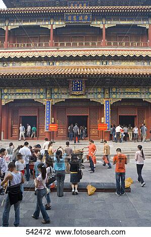 Devotees praying in temple, Lama Temple, Beijing, China View Large Photo Image Stock Image - Devotees praying in temple, Lama Temple, Beijing, China . Fotosearch