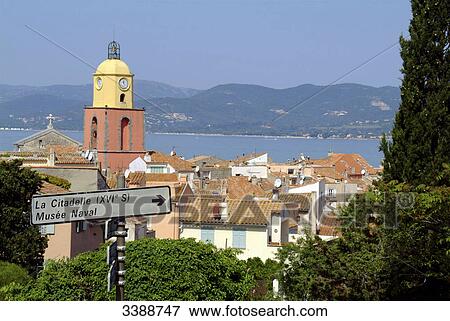 Direction sign in St. Tropez, France, elevated view View Large Photo Image Stock Photo - Direction sign in St. Tropez, France, elevated view . Fotosearch