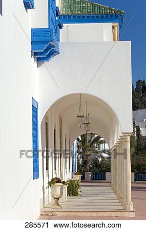 Empty porch of building, Sidi Bou Said, Tunisia View Large Photo Image Stock Image - Empty porch of building, Sidi Bou Said, Tunisia . Fotosearch