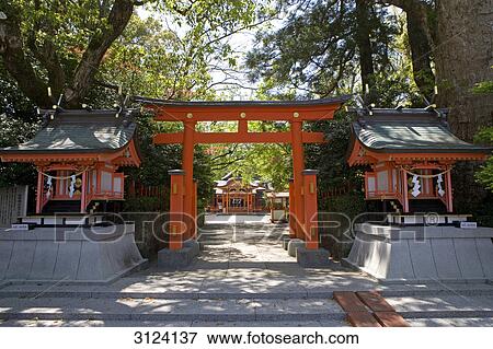 Entrance to a shinto shrine, Ibusuki, Japan, front view View Large Photo Image Stock Photo - Entrance to a shinto shrine, Ibusuki, Japan, front view . Fotosearch