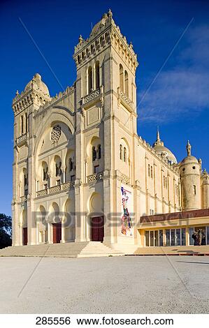 Facade of cathedral, St. Louis Cathedral, Tunisia View Large Photo Image Stock Photograph - Facade of cathedral, St. Louis Cathedral, Tunisia . Fotosearch