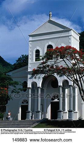 Facade of church, Victoria, Mahe Island, Seychelles View Large Photo Image Stock Image - Facade of church, Victoria, Mahe Island, Seychelles . Fotosearch