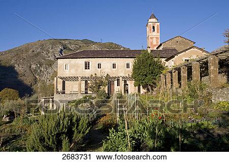 Facade of Franciscan monastery, Saorge, Roya Bevera Valley, Provence-Alpes-Cote d'Azur, France View Large Photo Image Stock Image - Facade of Franciscan monastery, Saorge, Roya Bevera Valley, Provence-Alpes-Cote d'Azur, France . Fotosearch