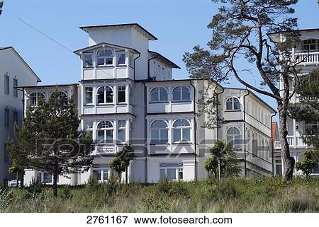 Stock Photo - Facade of hotel, Ostseebad Binz, Ruegen, Mecklenburg-Western Pomerania, Germany . Fotosearch