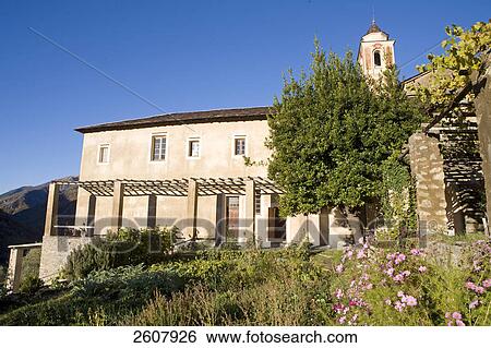 Facade of monastery, Saorge, Roya Bevera Valley, Alpes-Maritimes, Provence-Alpes-Cote d'Azur, France View Large Photo Image Stock Photograph - Facade of monastery, Saorge, Roya Bevera Valley, Alpes-Maritimes, Provence-Alpes-Cote d'Azur, France . Fotosearch
