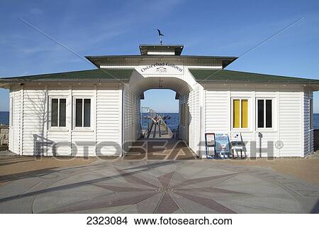 Picture - Facade of pier of pavilion, Ruegen, Mecklenburg-Western Pomerania, Germany . Fotosearch