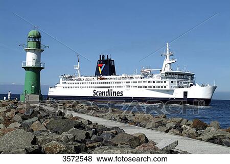 Stock Photo - Ferry, Warnemuende, Mecklenburg-Western Pomerania, Germany, Europe . Fotosearch