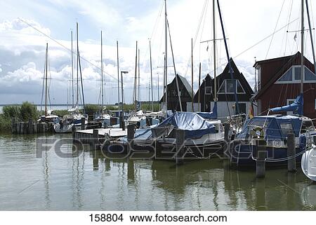 Picture - Fishing boats at harbor, Ahrenshoop, Fischland-Darss-Zingst Peninsula, Mecklenburg-Vorpommern, Germany . Fotosearch