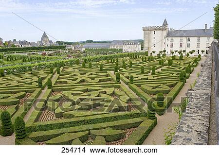 Formal garden in front of castle, Chateau De Villandry, Villandry, Indre-Et-Loire, France View Large Photo Image Picture - Formal garden in front of castle, Chateau De Villandry, Villandry, Indre-Et-Loire, France . Fotosearch
