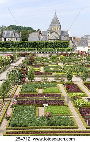 Formal garden in front of castle, Chateau De Villandry, Indre-Et-Loire, France View Large Photo Image Stock Image - Formal garden in front of castle, Chateau De Villandry, Indre-Et-Loire, France . Fotosearch