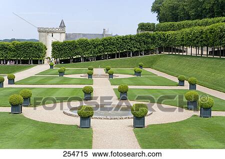 Formal garden in front of castle, Chateau De Villandry, Indre-Et-Loire, France View Large Photo Image Stock Photography - Formal garden in front of castle, Chateau De Villandry, Indre-Et-Loire, France . Fotosearch