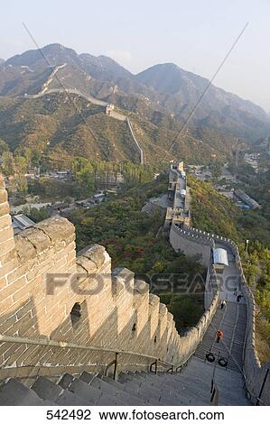 Fortified wall on mountains, Shuiguan, Great Wall Of China, China View Large Photo Image Stock Image - Fortified wall on mountains, Shuiguan, Great Wall Of China, China . Fotosearch