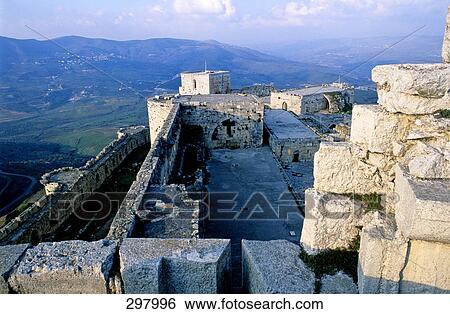 Fortress on hill, Qalat Al-Hosn, Syria View Large Photo Image Stock Photograph - Fortress on hill, Qalat Al-Hosn, Syria . Fotosearch